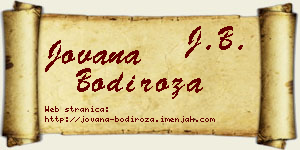 Jovana Bodiroža vizit kartica